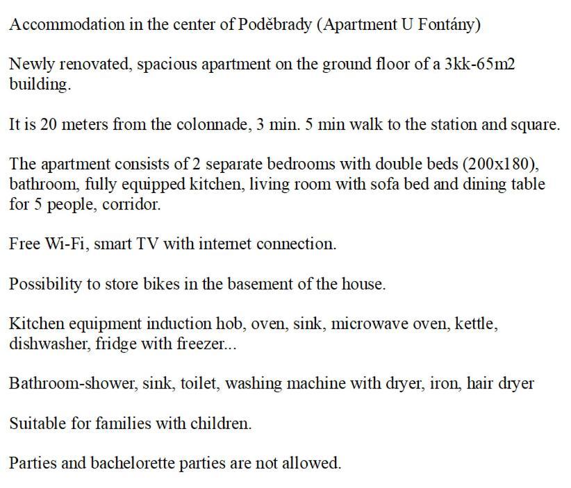 Apartman U Fontany Poděbrady المظهر الخارجي الصورة